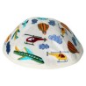 Embroidered Airplanes Kippah - White | Kippahs | Judaica