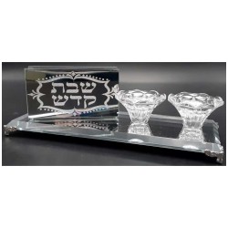 Crystal Tealight Holder Set with SIlver Matchbox C | Candle Holders |