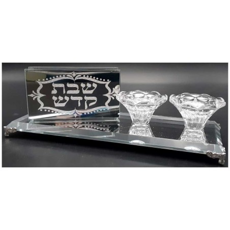 Crystal Tealight Holder Set with SIlver Matchbox C | Candle Holders |