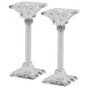Crystal and Silver Candlesticks With Light Silver  | Candle Holders |