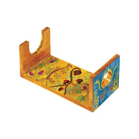Pomegranates Wooden Shofar Stand - Large | Rosh Hashanah | Judaica
