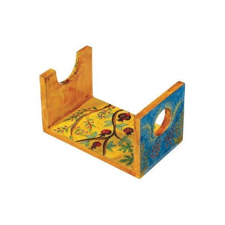 Pomegranates Wooden Shofar Stand - Small | Rosh Hashanah | Judaica