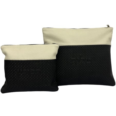 Two Toned Multi-Textured Personalized Tallit & Tef | Tefillin & Access