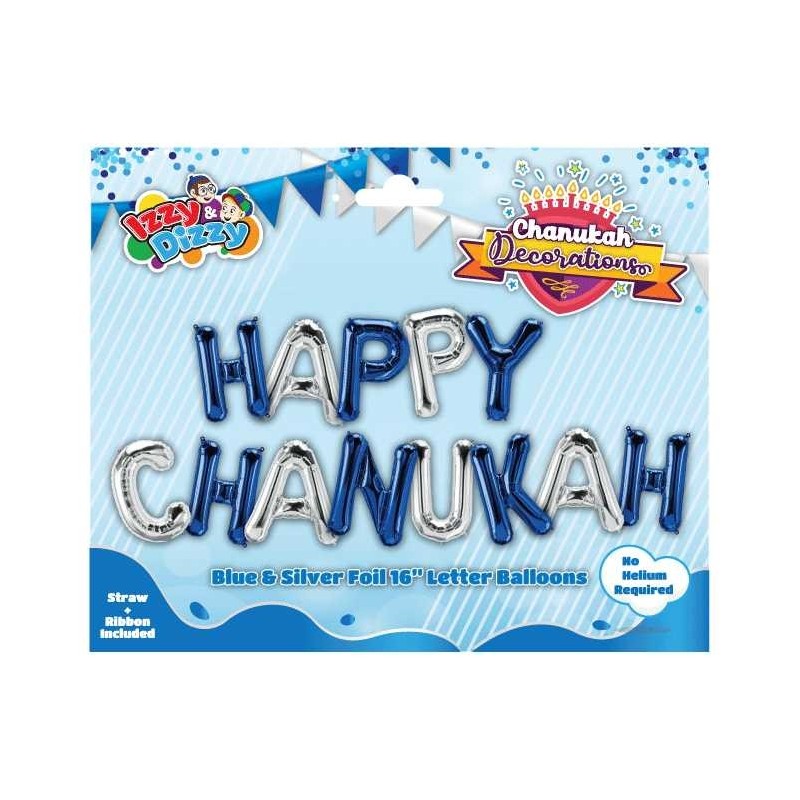 Happy Chanukah Letter Balloons - Silver and Blue | Hanukkah | Judaica