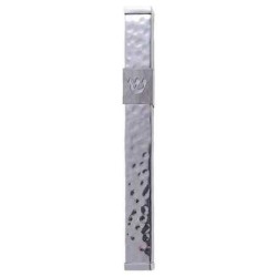 Hammered Mezuzah Case Shin Stainless Steel 12 cm - | Mezuzahs | Judaic