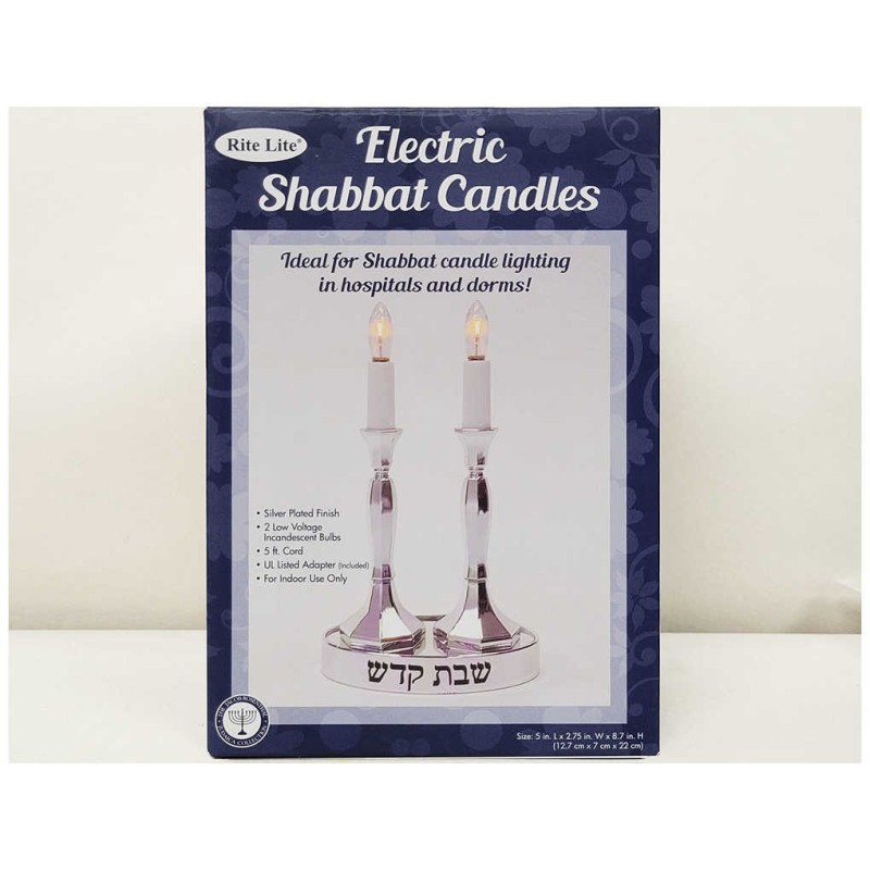 Incandescent Electric Shabbat Candles | Candle Holders | Judaica