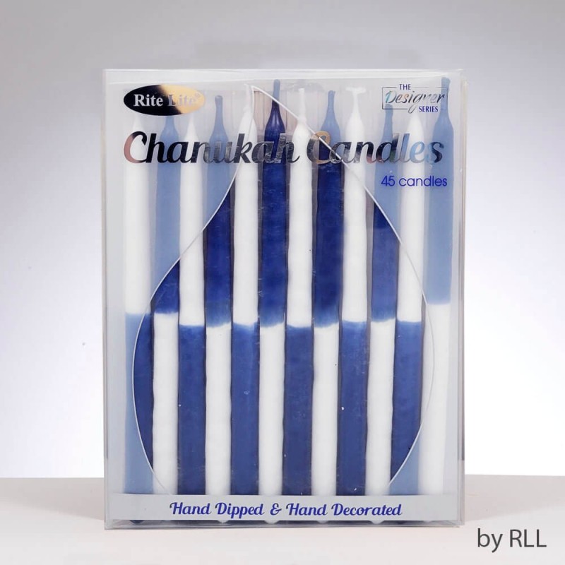 Two-Tone Blue & White Hanukkah Candles | Hanukkah | Judaica