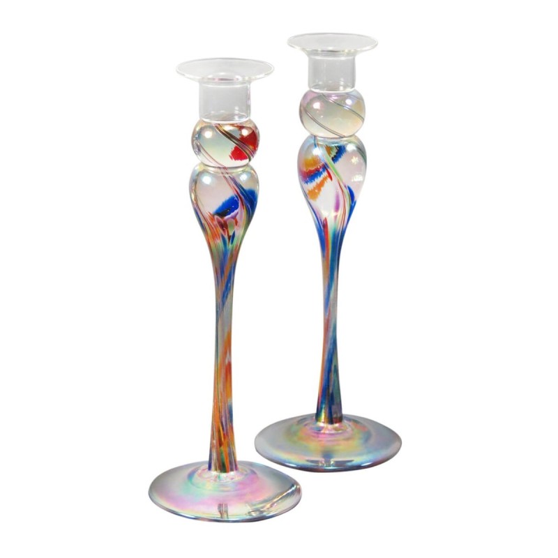 Wedding Glass Keepsake Tall Candlesticks | Wedding | Judaica