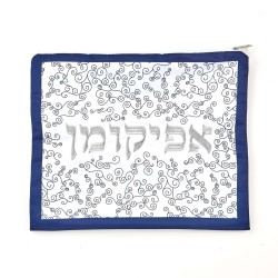 Embroidered "White Curlicues" Afikoman Bag | Passover | Judaica