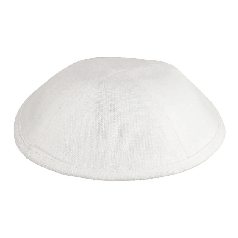 White Deluxe Linen Kippah | Kippahs | Judaica