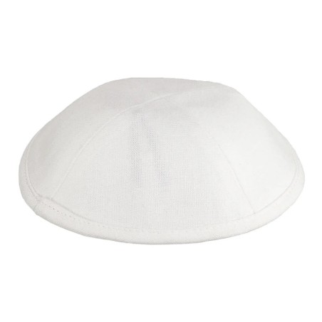 White Deluxe Linen Kippah | Kippahs | Judaica
