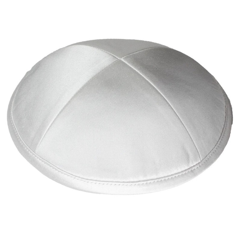 Ivory White Deluxe Satin Kippah | Kippahs | Judaica