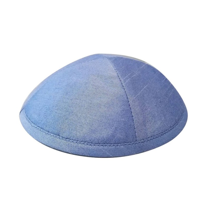 Light Blue Raw Silk Kippah | Kippahs | Judaica