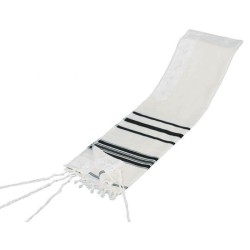 Traditional Black Stripe Wool Tallit with Avodat Y | Tallit/Tallis | J