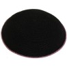 Black Knit Kippot - Lavender Rim | Kippahs | Judaica