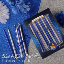 Blue & Silver Metallic Chanukah Candles | Hanukkah | Judaica