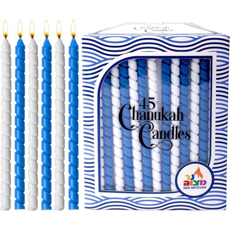 Blue & White Twisted Chanukah Candles | Hanukkah | Judaica