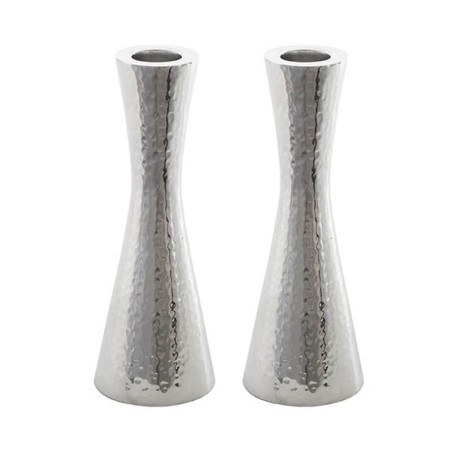 Hammered Nickel Plated Candlesticks | Candle Holders | Judaica