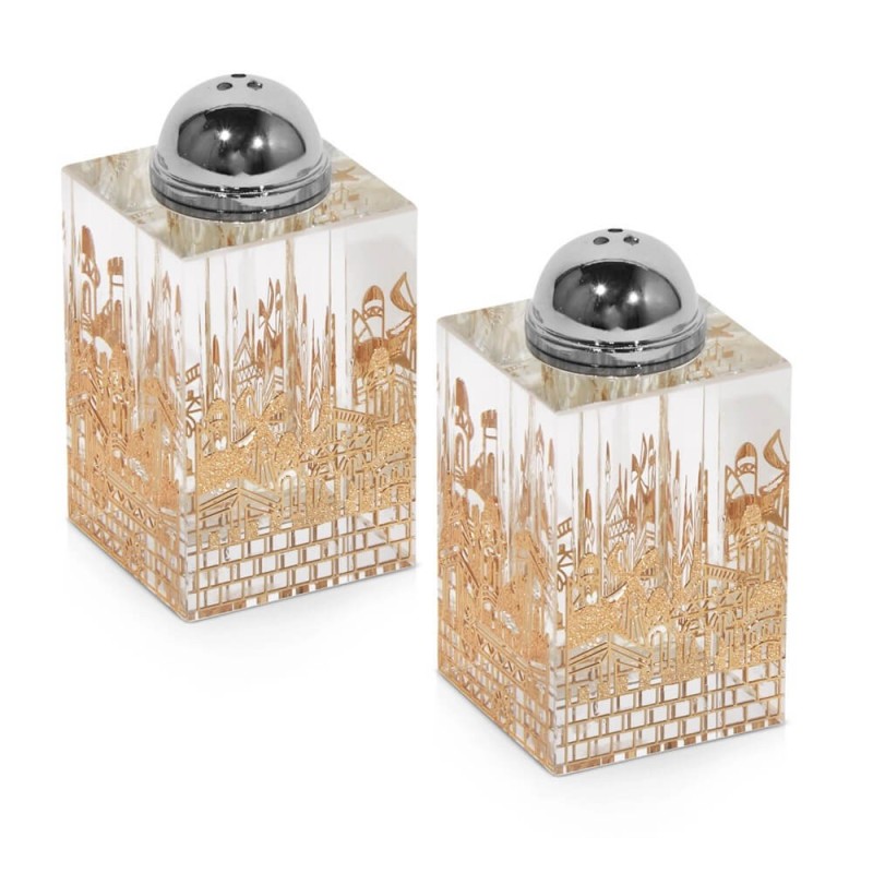 Crystal Salt And Pepper Holder With 4 Sides Gold J | Home Goods | Juda