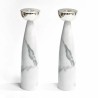 Grey Marble Candlesticks with Silver Holders | Candle Holders | Judaic
