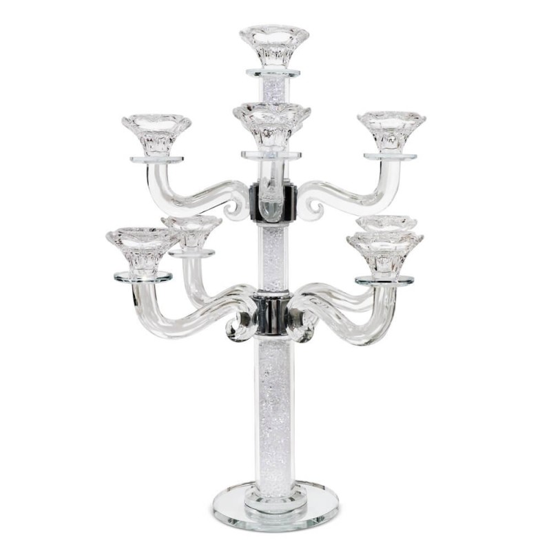 Crystal Candelabra 9 Branches White Filling 18" | Candle Holders | Jud