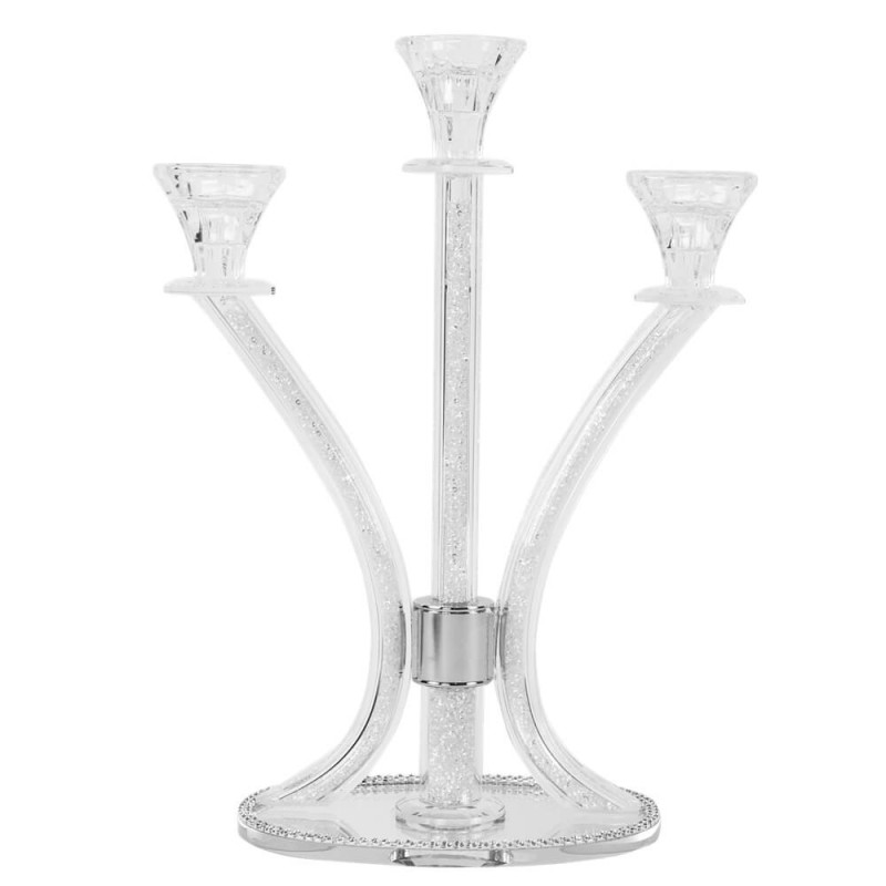 Candelabra 3 White Stones 14" | Candle Holders | Judaica