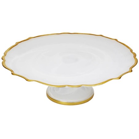 White Alabaster Cake Stand with Gold Trim | Home Goods | Judaica