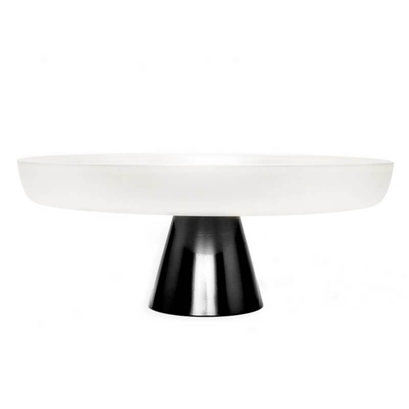 White Glass Cake Plate on Black Stem | Home Goods | Judaica