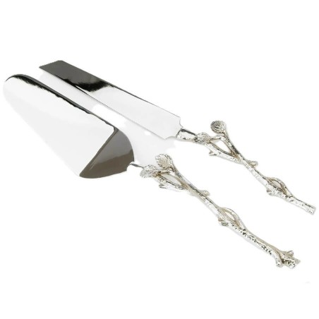 Cake Server and Knife Set with Silver Leaf Design | Home Goods | Judai