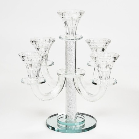 Crystal Candelabra 5 Branch White Filling 10" | Candle Holders | Judai