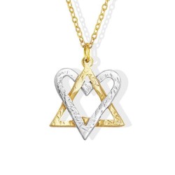 Golden Heart-Star Fusion Necklace made from Rocket | Jewelry | Judaica