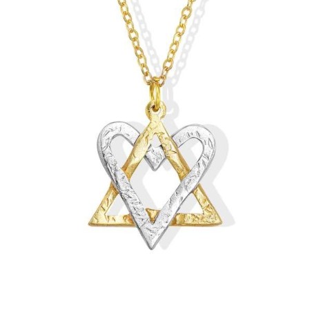 Golden Heart-Star Fusion Necklace made from Rocket | Jewelry | Judaica