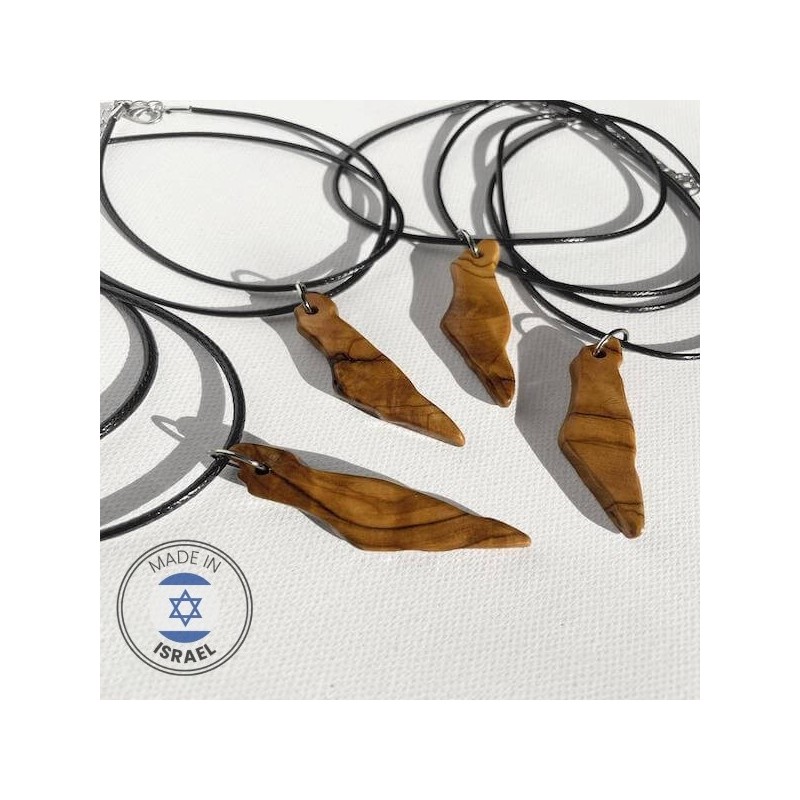 Olive Wood Land Of Israel Necklace by Israeli arti | Jewelry | Judaica