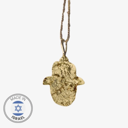 Gold Jerusalem Stone Hamsa Necklace by Israeli art | Jewelry | Judaica