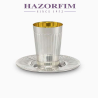 Linya Cup + Plate Set Plated | Kiddush Cups | Judaica