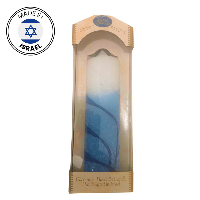 Handmade Safed Pillar Candle Blue/White | Artists and Designers | Juda
