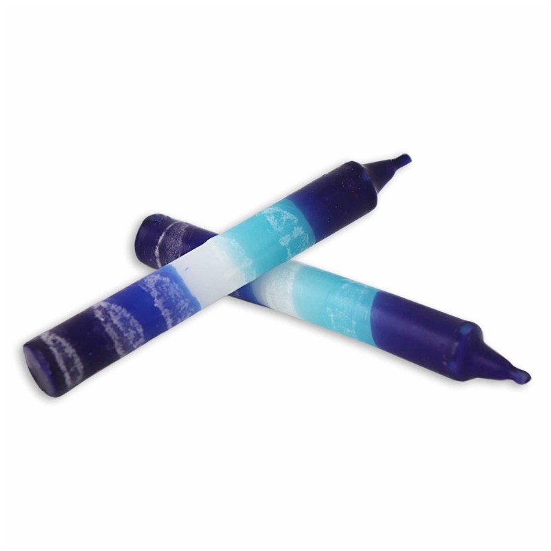 Israeli Hand Crafted Blue Snow Shabbat Candles | Artists and Designers