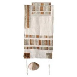 Raw Silk Applique Striped Tallit Set By Yair Emanu | Tallit/Tallis | J