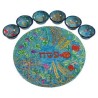 Wood Blue Seven Species Seder Plate | Passover | Judaica
