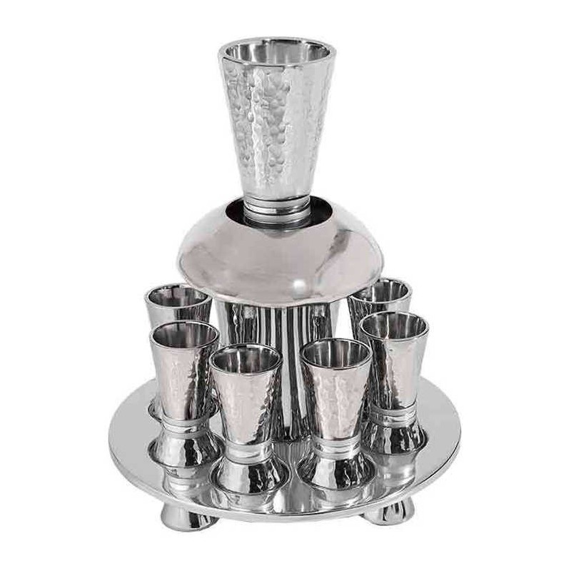 Silver Ringed Hammered Kiddush Fountain By Yair Em | Kiddush Cups | Ju