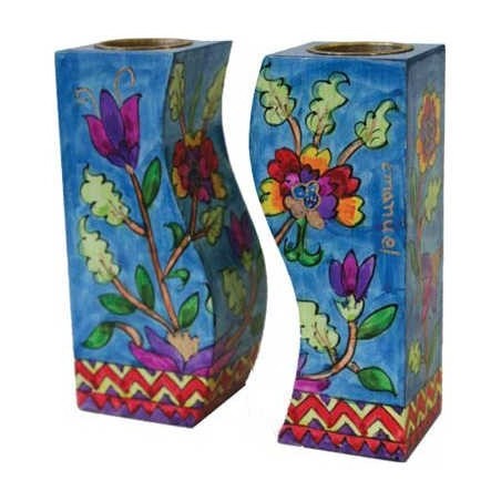 Floral Fitted Candlesticks | Candle Holders | Judaica
