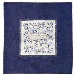 Indigo Pomegranate and Grapes Matzah Cover | Passover | Judaica