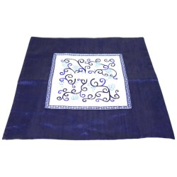 Indigo Pomegranate and Grapes Matzah Cover | Passover | Judaica