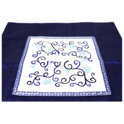 Indigo Pomegranate and Grapes Matzah Cover | Passover | Judaica