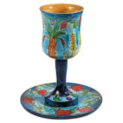 Wood Seven Species Kiddush Cup | Kiddush Cups | Judaica