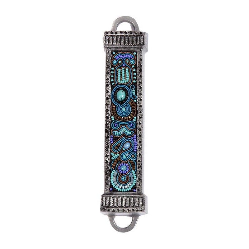 Embroidered Beads Mezuzah Case | Mezuzahs | Judaica