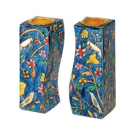 Oriental Flowers Fitted Candlesticks | Candle Holders | Judaica