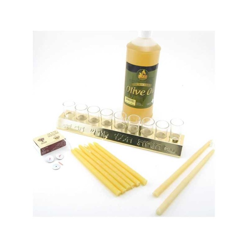 Complete Oil Menorah Package | Candle Holders | Judaica