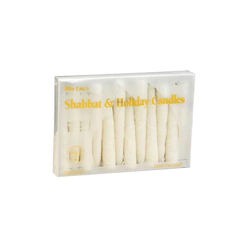 Premium Hand Crafted White Frosted Shabbat Candles | Shabbat Candles &