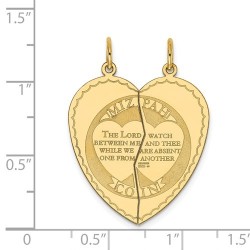 2-Piece 14k Yellow Gold Heart Mizpah Charm | Jewelry | Judaica